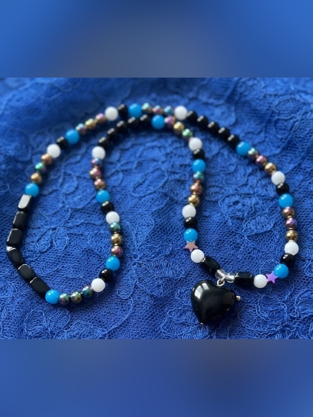 Rainbow Moon Chaos Necklace (Black Obsidian, Rainbow Hematite, Moonstone)